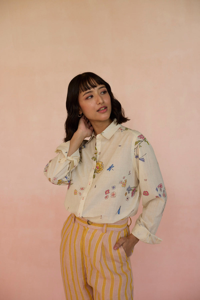Garden Natural Shirt cotton by Nadiya Paar in white color for women Worldwide