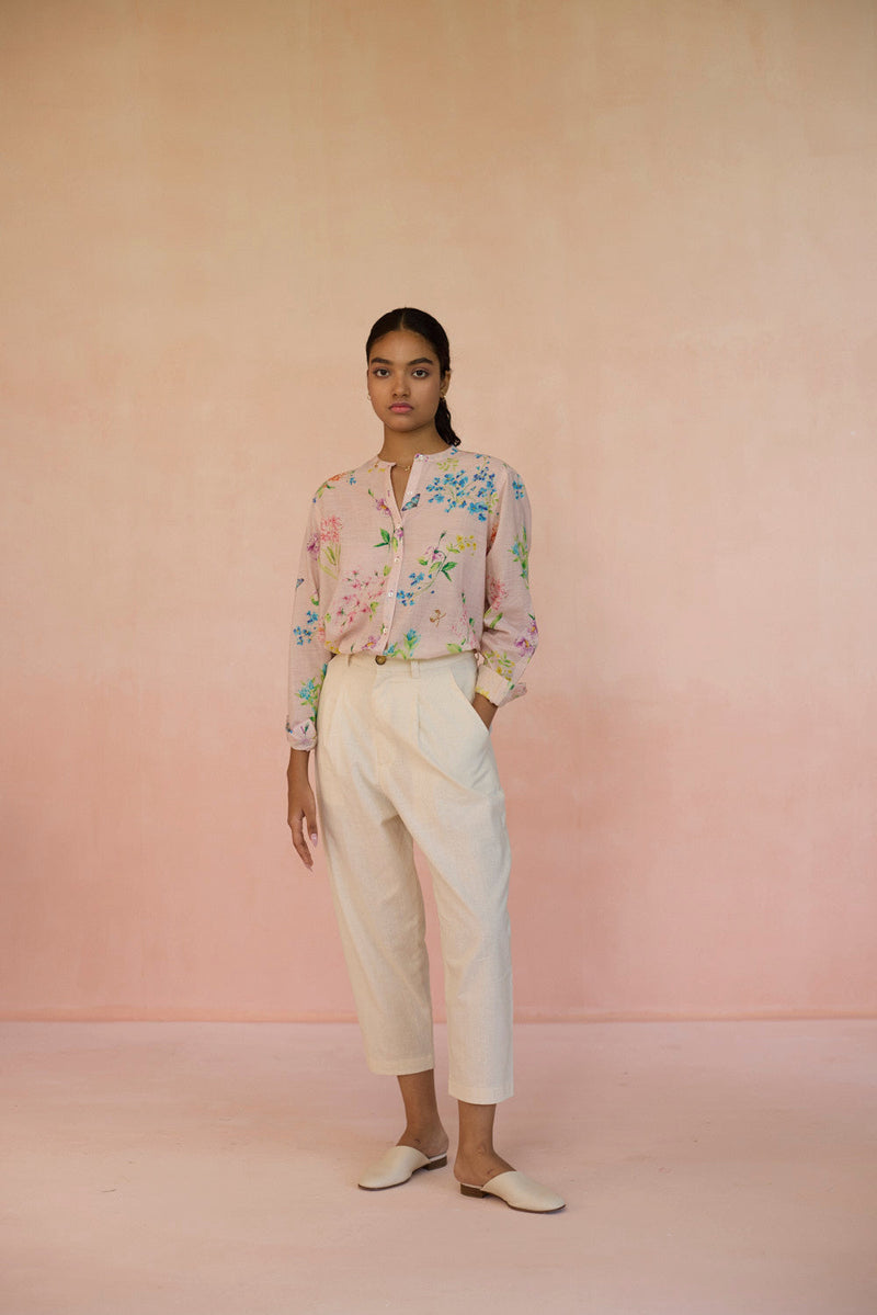 Valley of Flowers Shirt cotton by Nadiya Paar in pink color for women Worldwide