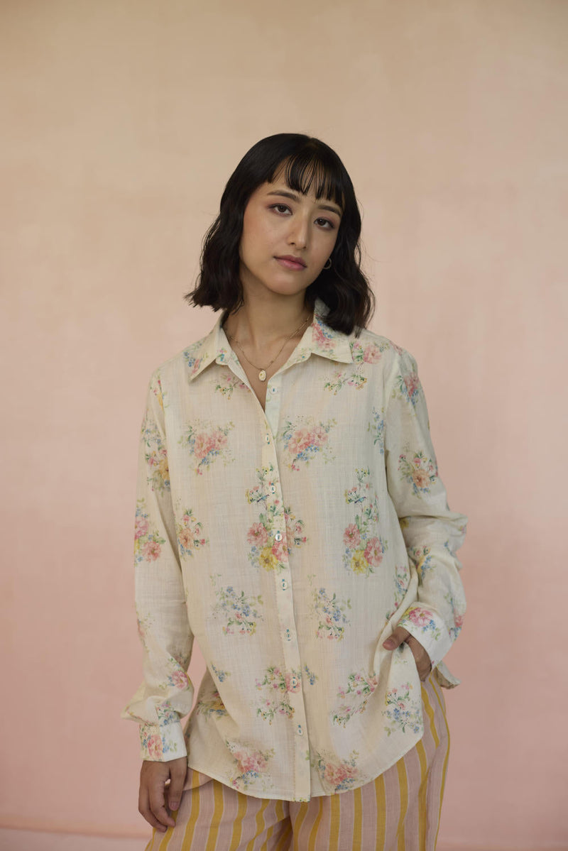 Holly Shirt cotton by Nadiya Paar in white color for women Worldwide