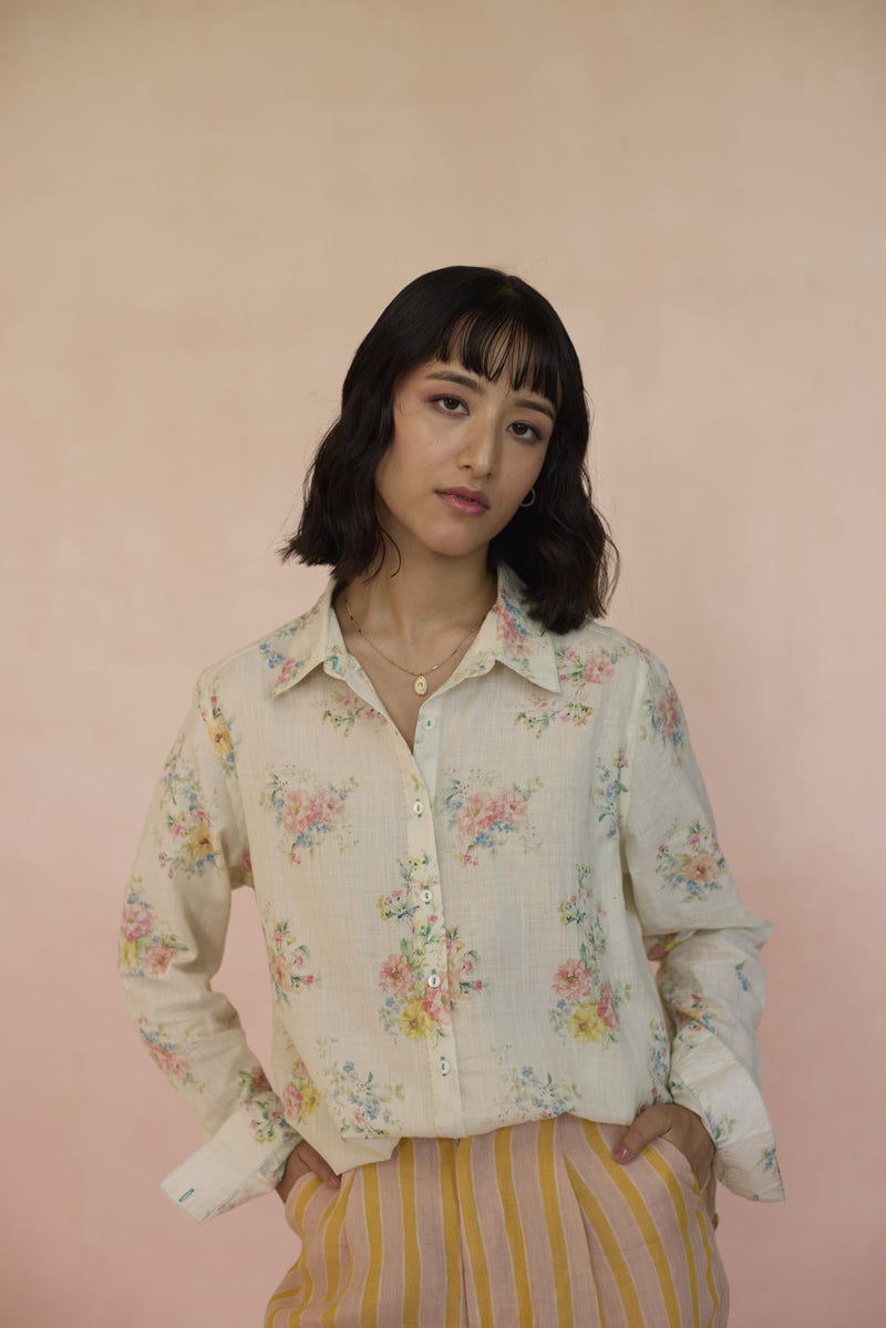 Holly Shirt cotton by Nadiya Paar in white color for women Worldwide