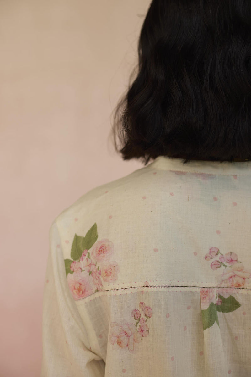 Hazari Mogra Shirt cotton by Nadiya Paar in white color for women Worldwide