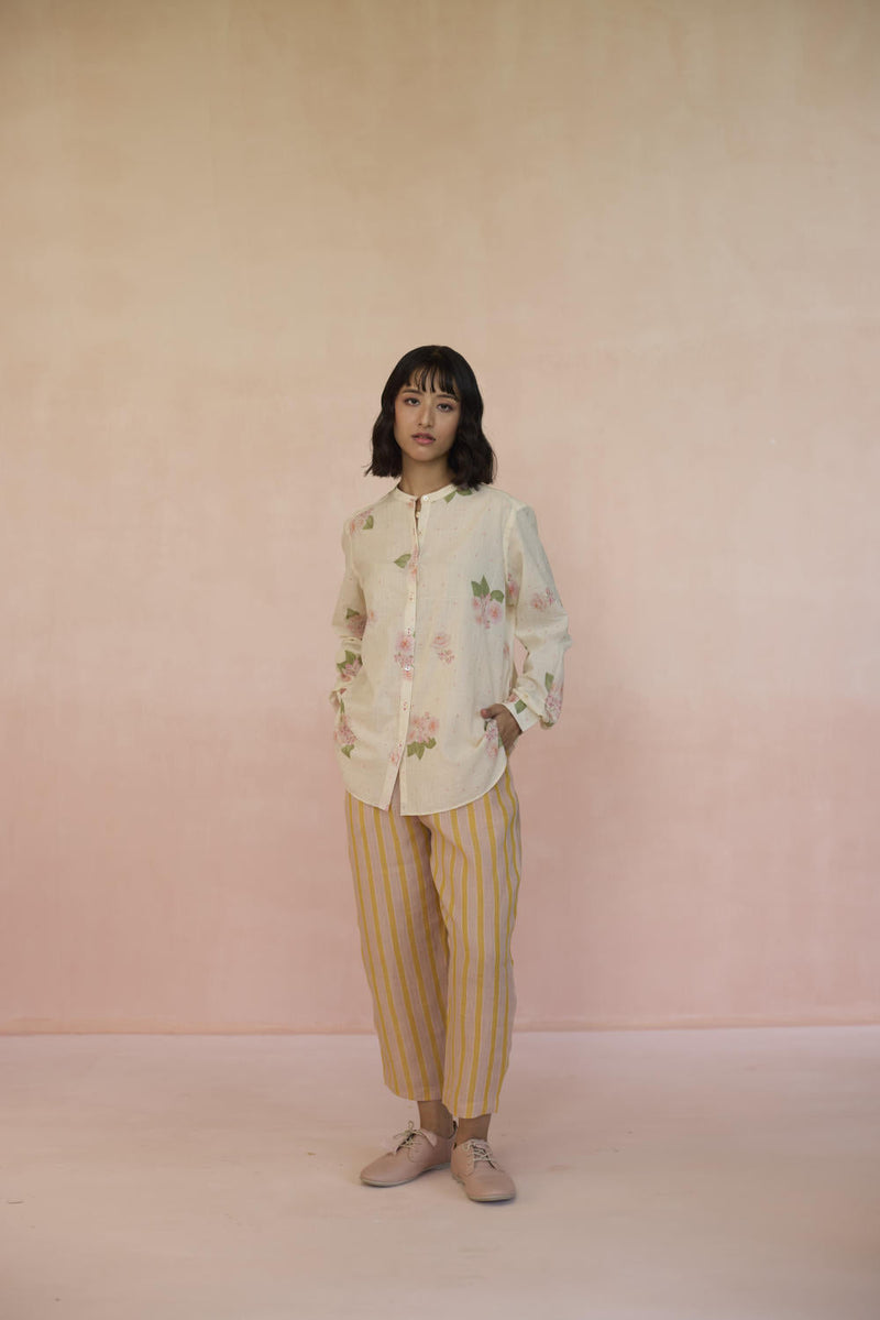 Hazari Mogra Shirt cotton by Nadiya Paar in white color for women Worldwide
