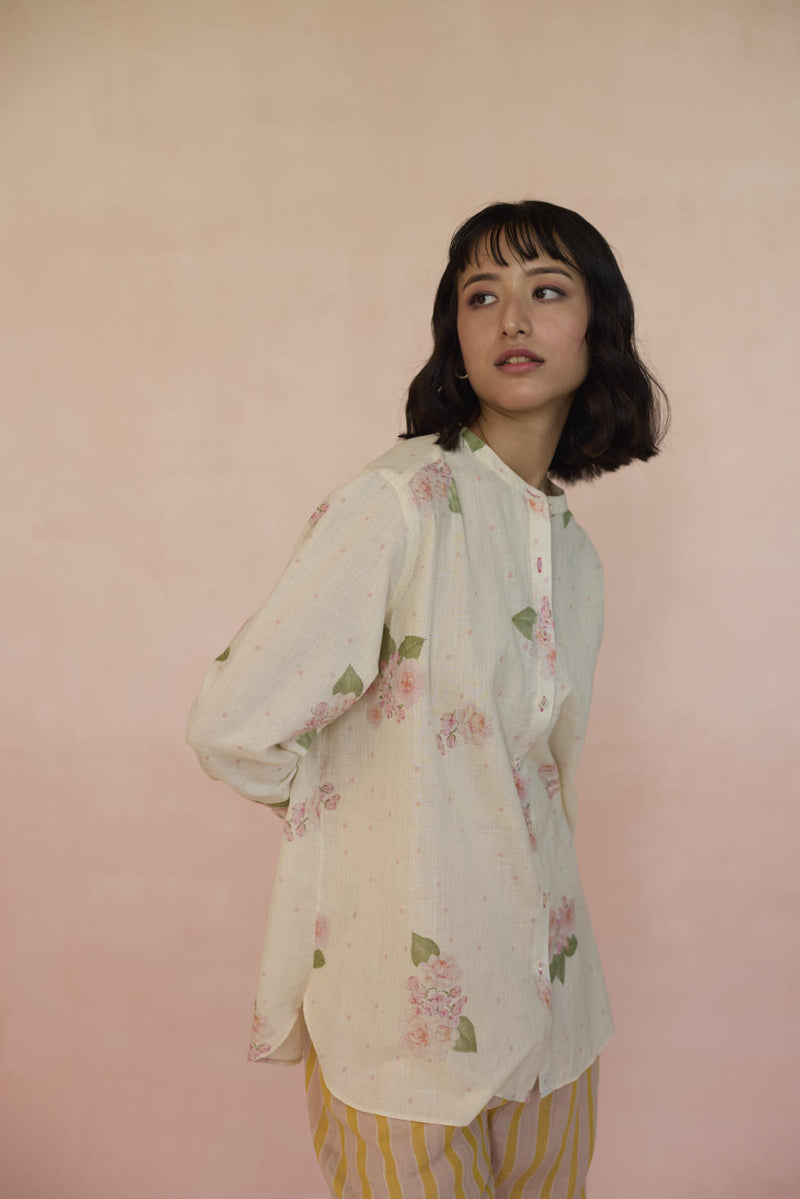 Hazari Mogra Shirt cotton by Nadiya Paar in white color for women Worldwide