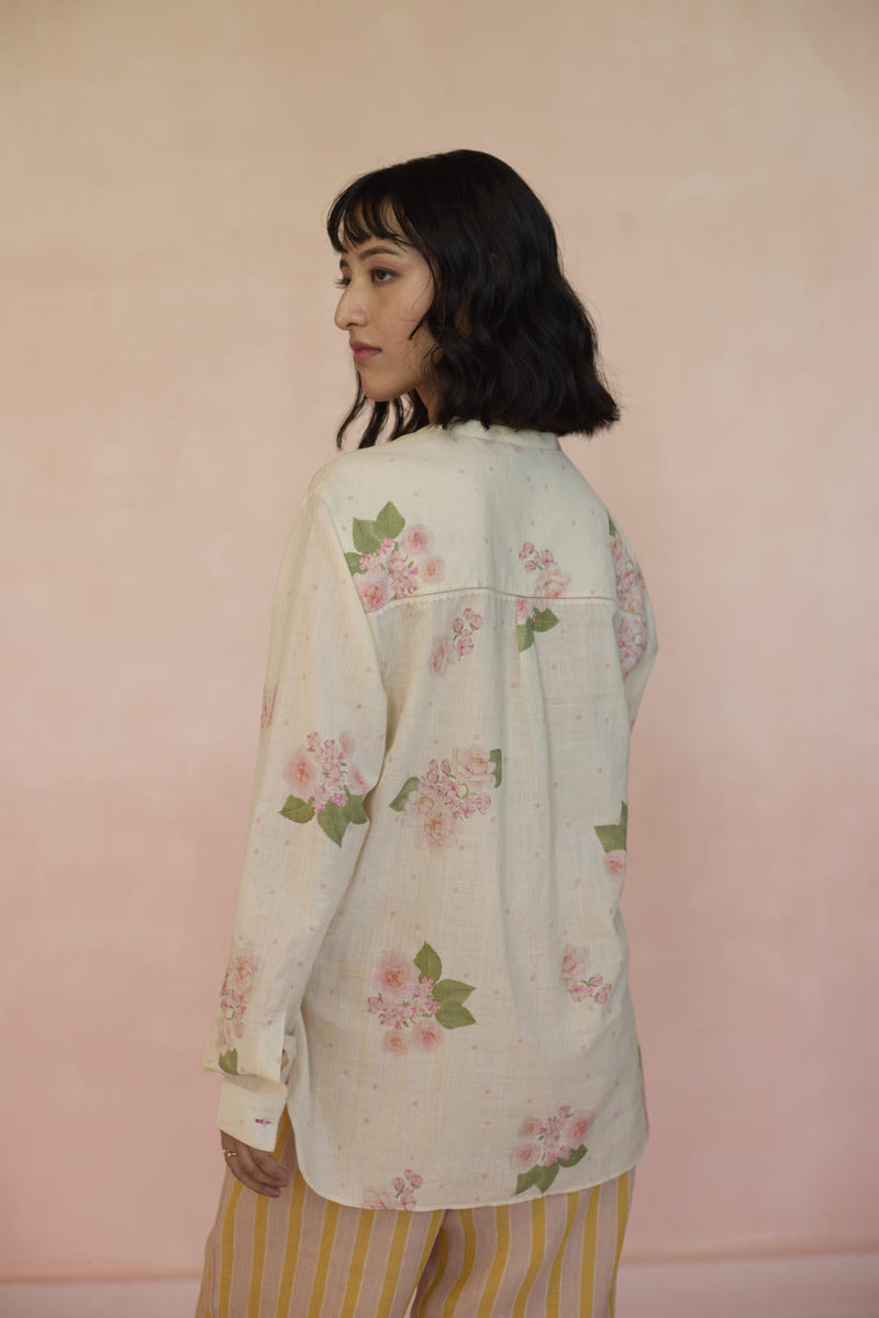 Hazari Mogra Shirt cotton by Nadiya Paar in white color for women Worldwide