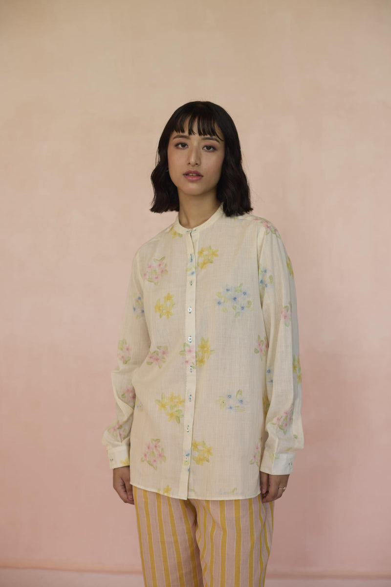 Periwinkle Shirt cotton by Nadiya Paar in white color for women Worldwide