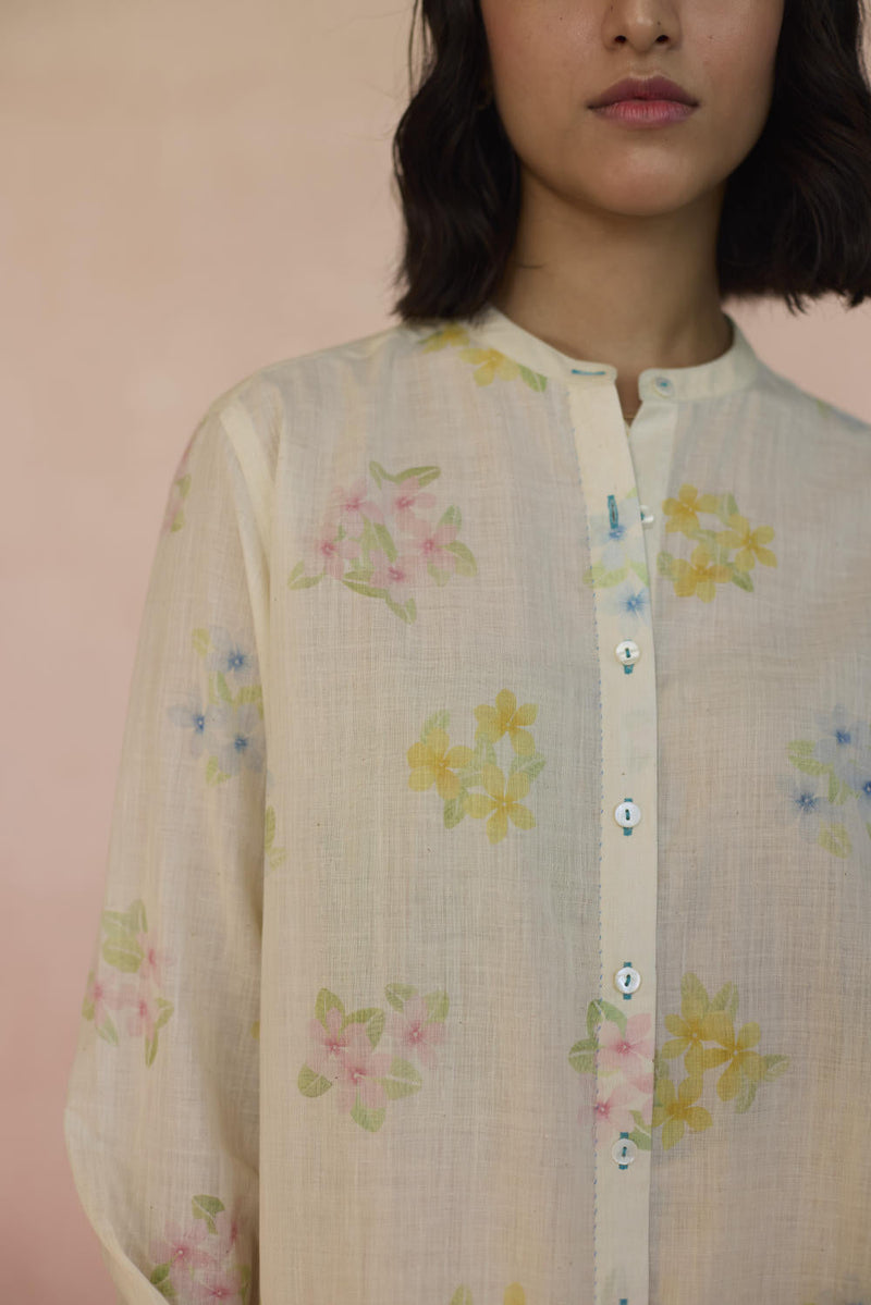 Periwinkle Shirt cotton by Nadiya Paar in white color for women Worldwide
