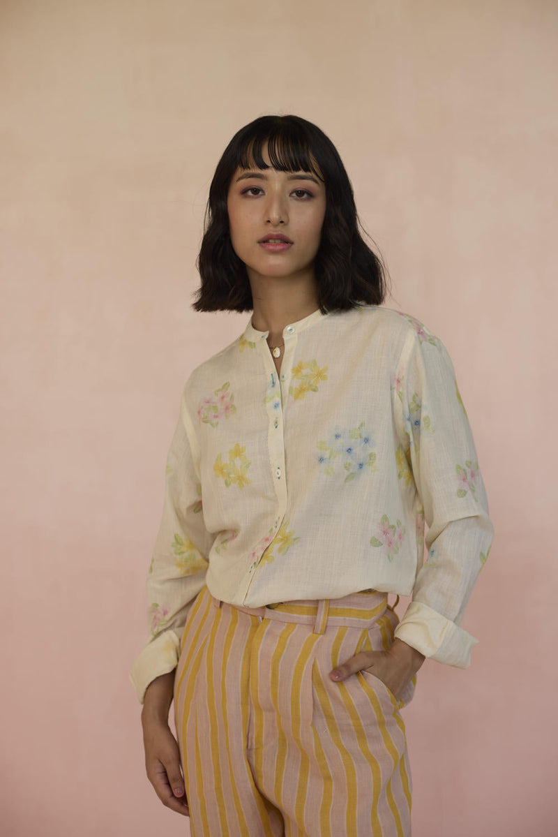 Periwinkle Shirt cotton by Nadiya Paar in white color for women Worldwide