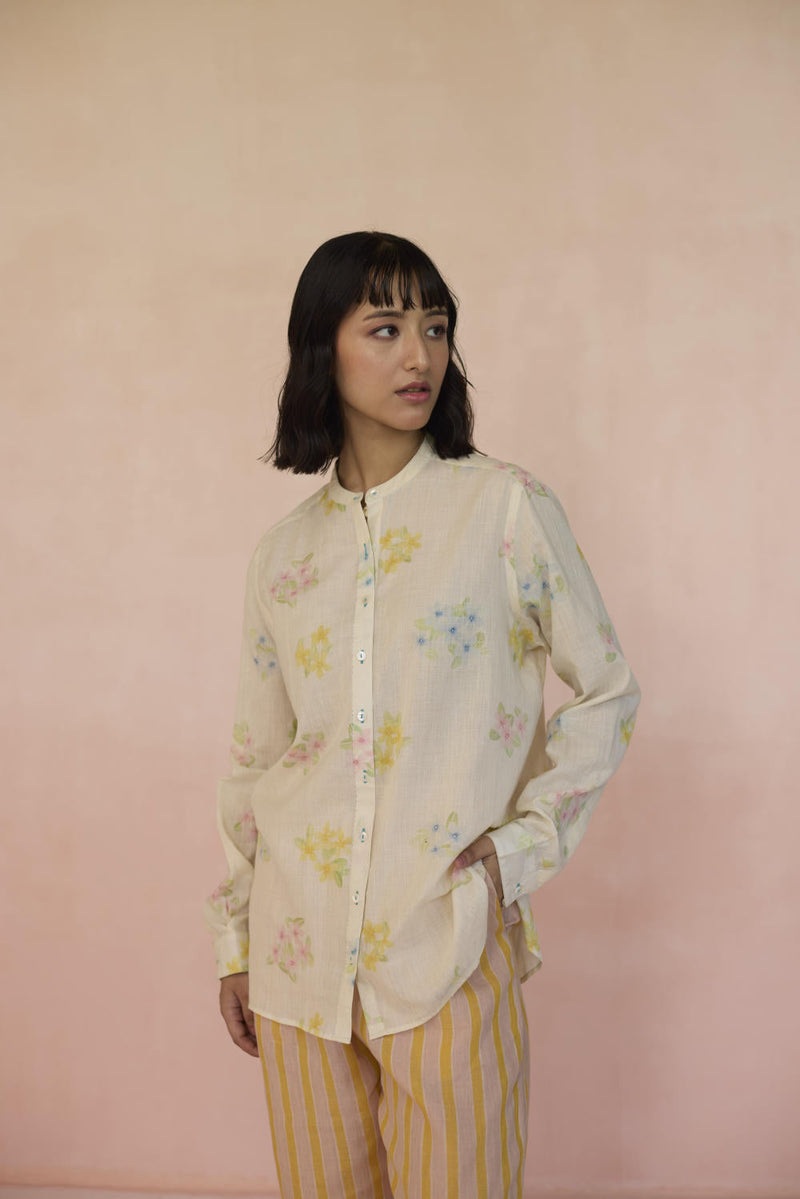 Periwinkle Shirt cotton by Nadiya Paar in white color for women Worldwide