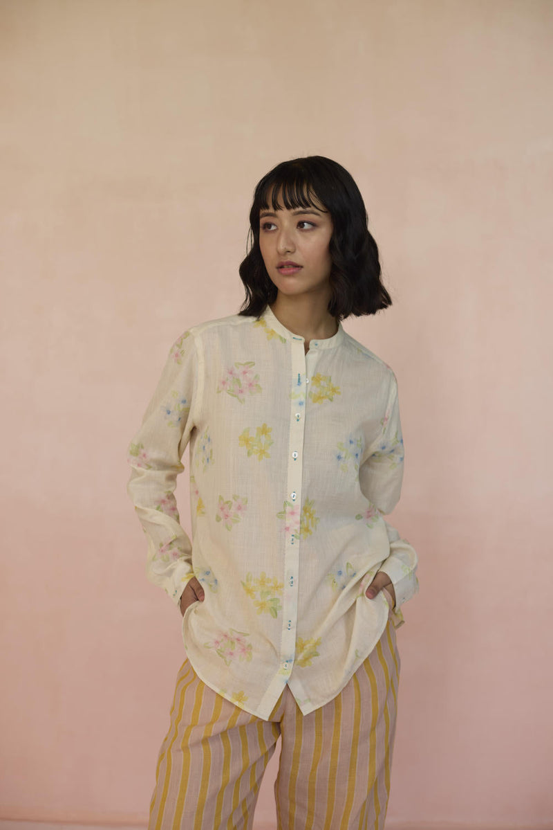Periwinkle Shirt cotton by Nadiya Paar in white color for women Worldwide