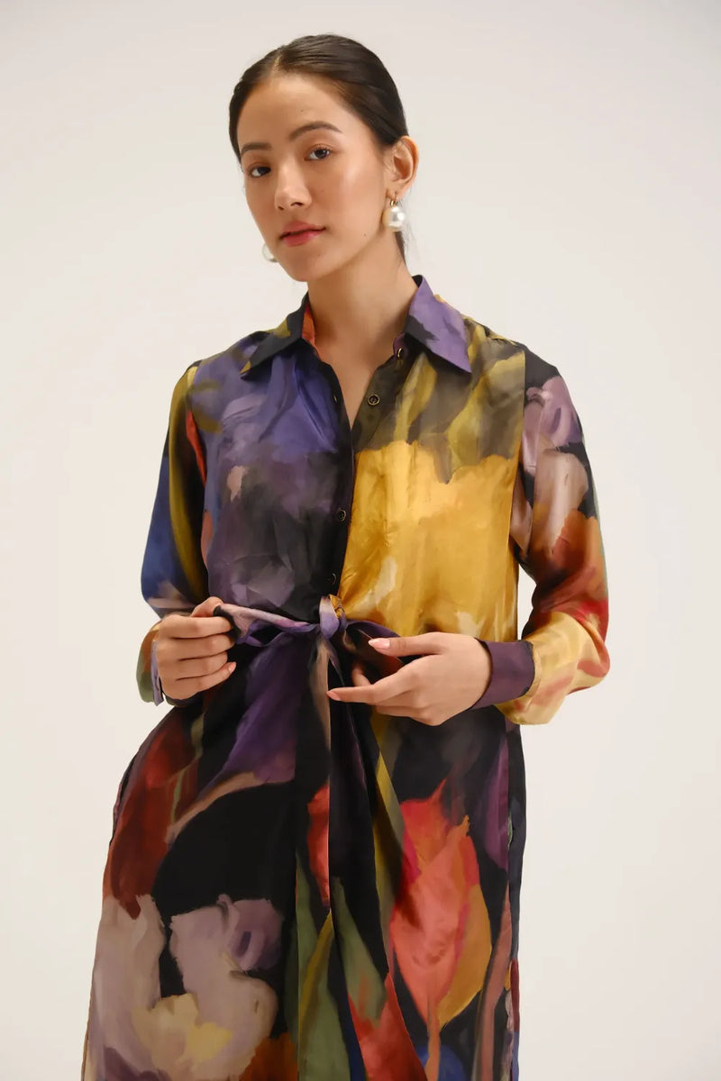 Ivy Wrap Silk Kurta Set silk light kurta set by YAM in multi-color for women Worldwide