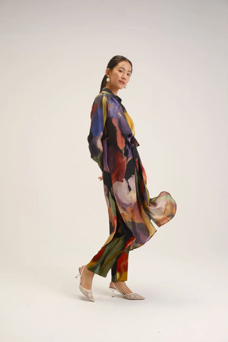 Ivy Wrap Silk Kurta Set silk light kurta set by YAM in multi-color for women Worldwide