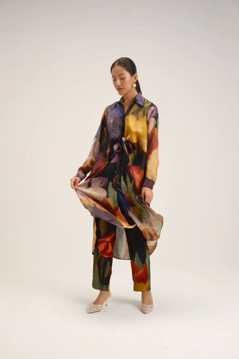 Ivy Wrap Silk Kurta Set silk light kurta set by YAM in multi-color for women Worldwide