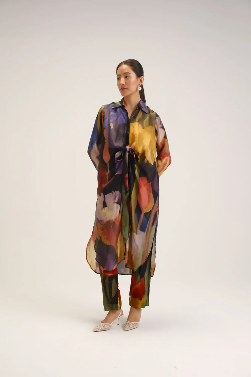 Ivy Wrap Silk Kurta Set silk light kurta set by YAM in multi-color for women Worldwide