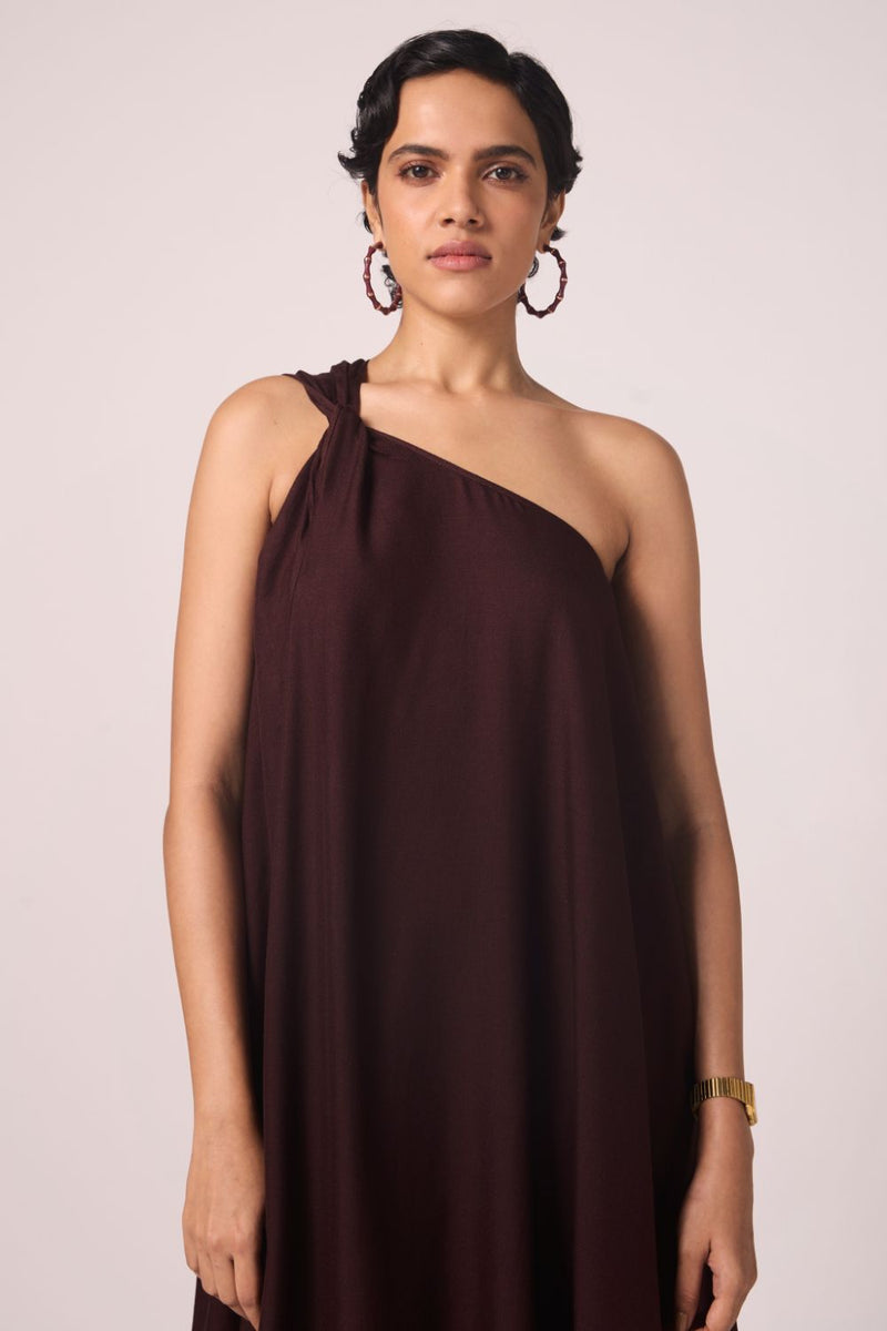 Izar Wine Silk One Shoulder Dress silk by The Summer House for women Worldwide