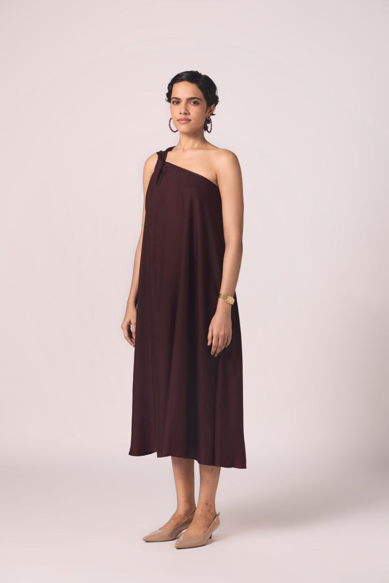 Izar Wine Silk One Shoulder Dress silk by The Summer House for women Worldwide