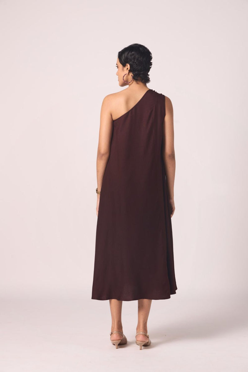 Izar Wine Silk One Shoulder Dress silk by The Summer House for women Worldwide