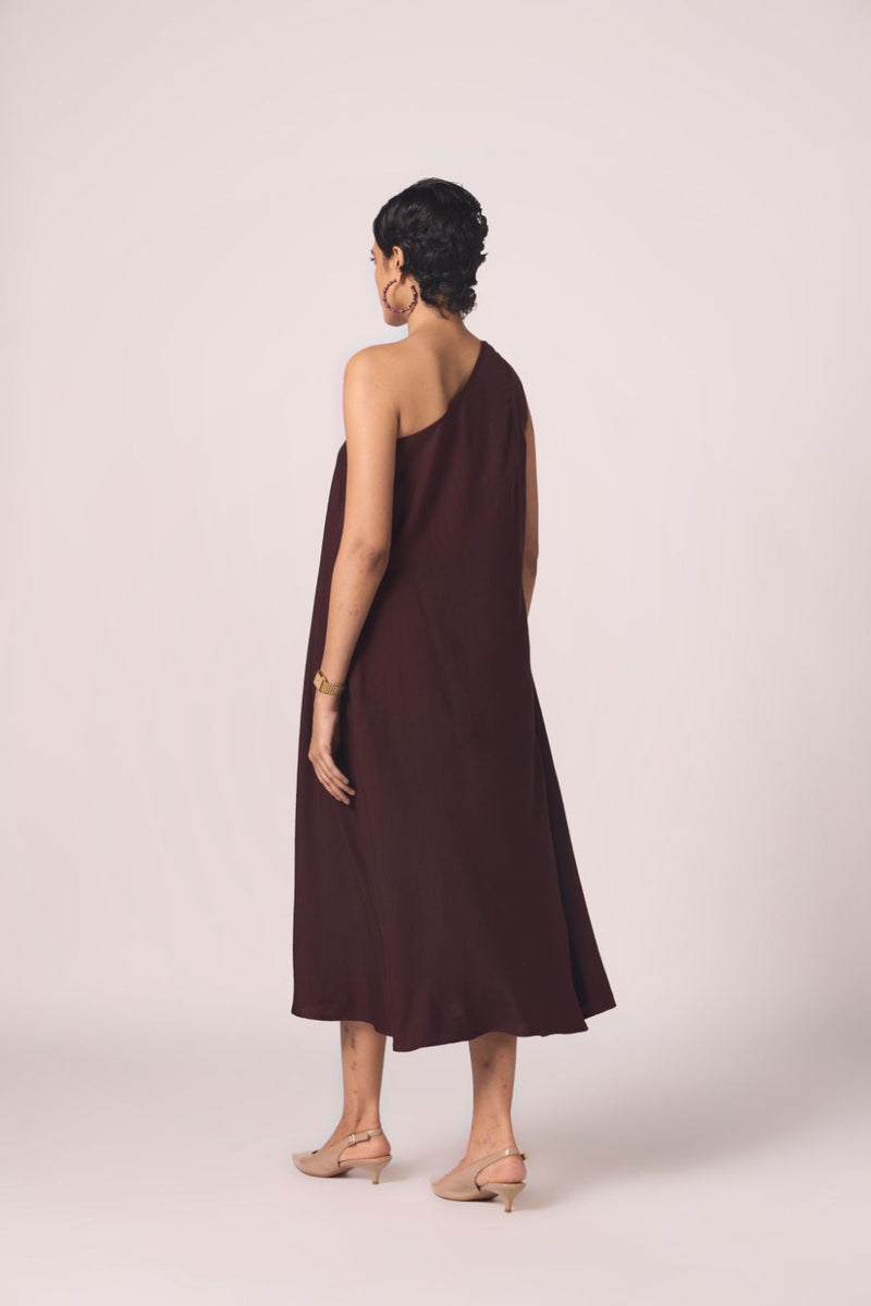 Izar Wine Silk One Shoulder Dress silk by The Summer House for women Worldwide