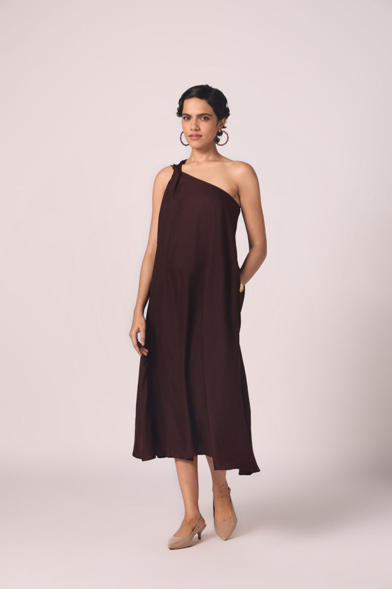 Izar Wine Silk One Shoulder Dress silk by The Summer House for women Worldwide