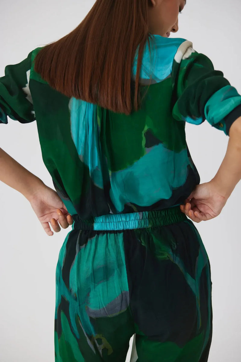 Jade Crepe Co-ord Set crepe co-ord set by YAM in blue for women Worldwide