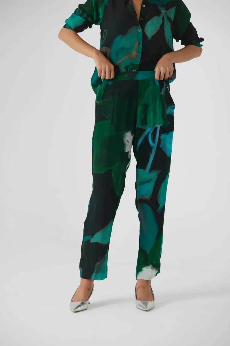 Jade Crepe Co-ord Set crepe co-ord set by YAM in blue for women Worldwide