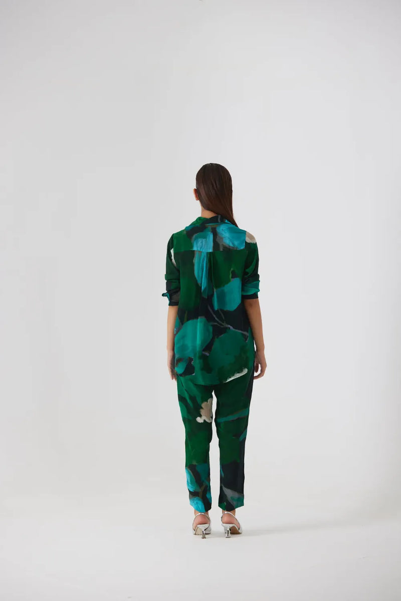 Jade Crepe Co-ord Set crepe co-ord set by YAM in blue for women Worldwide