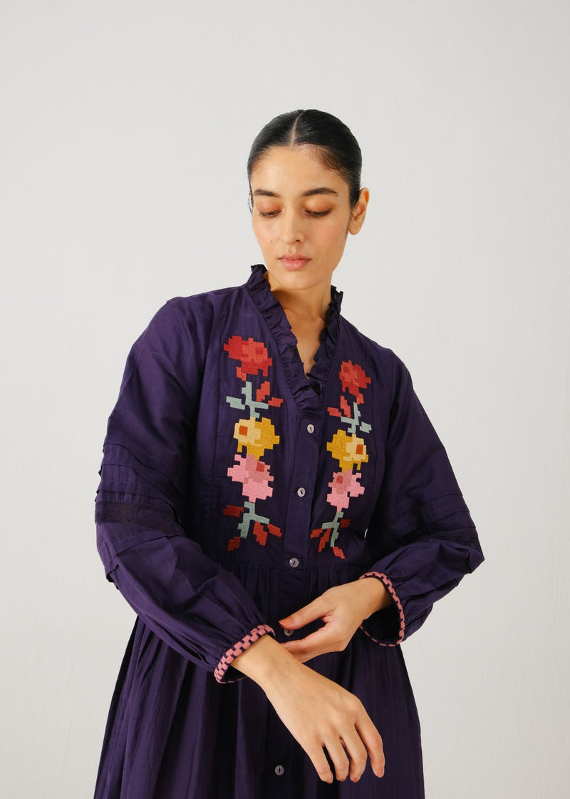 Jade dress-Ink pixel emb. silk by CORD for women Worldwide