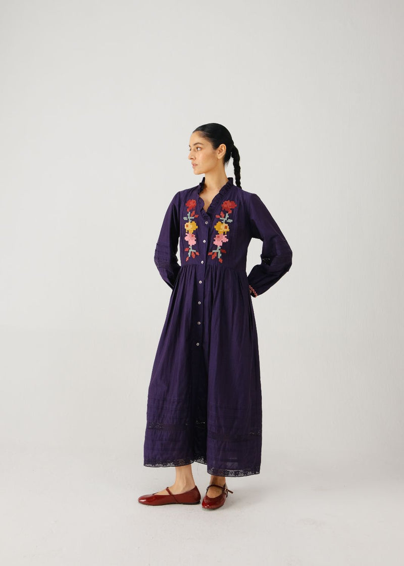 Jade dress-Ink pixel emb. silk by CORD for women Worldwide