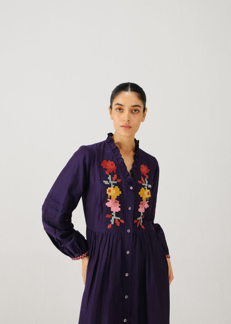 Jade dress-Ink pixel emb. silk by CORD for women Worldwide