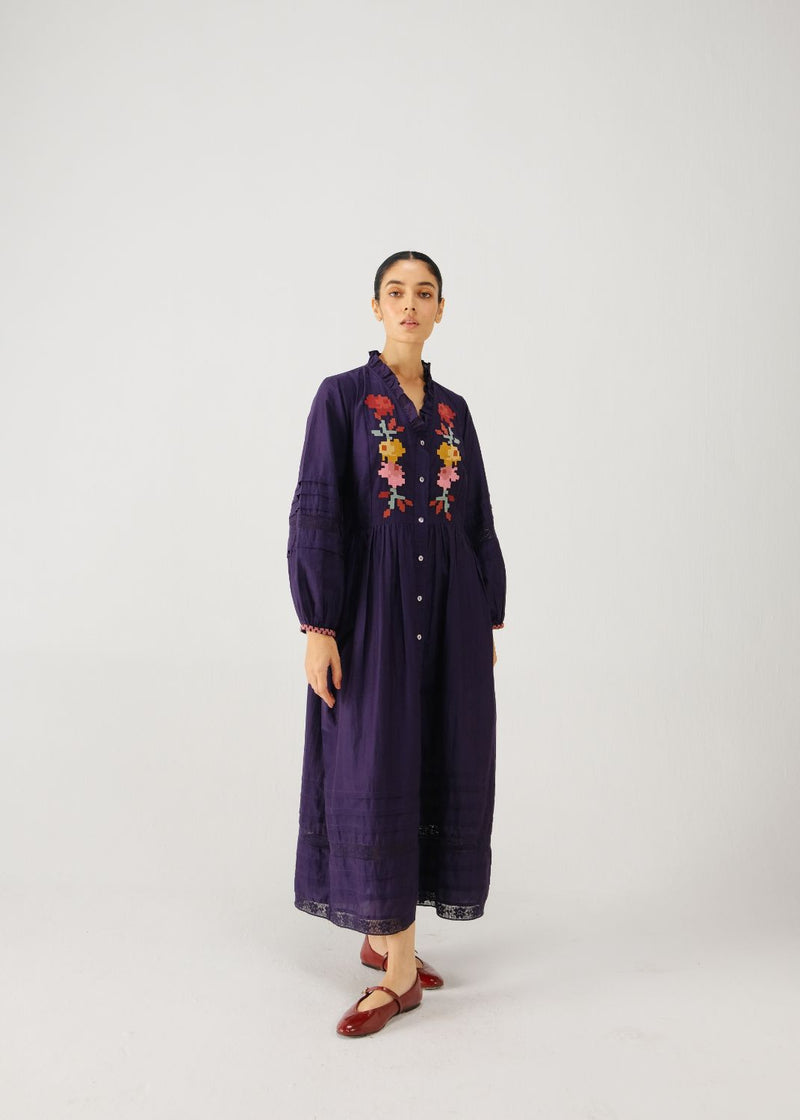 Jade dress-Ink pixel emb. silk by CORD for women Worldwide