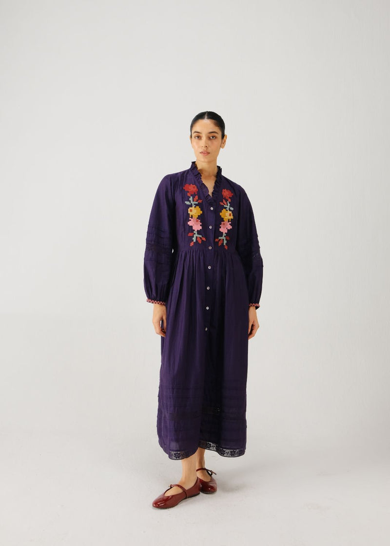 Jade dress-Ink pixel emb. silk by CORD for women Worldwide
