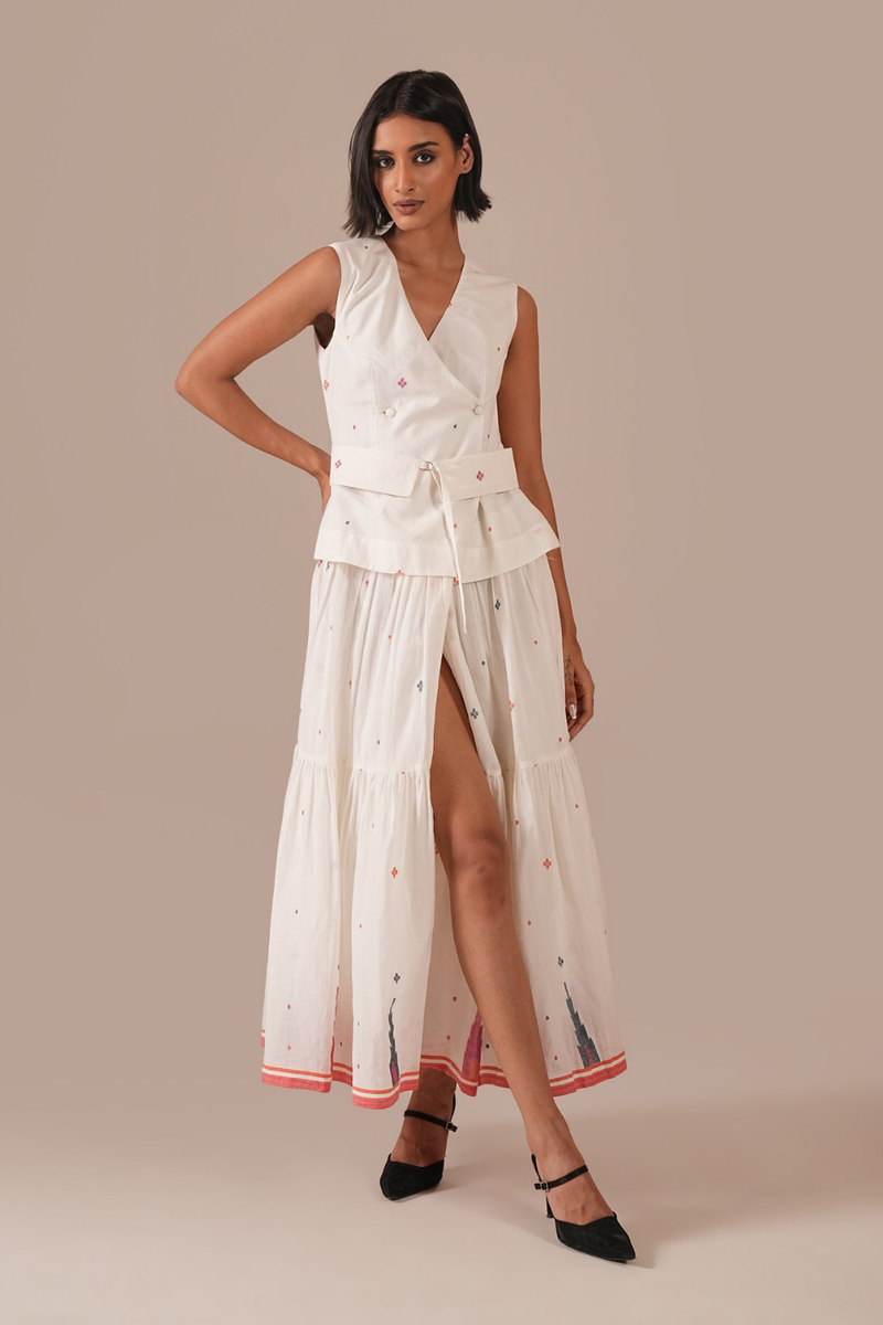 JASMINE DEW SET 100% cotton by Indigo Dreams in white color for women Worldwide