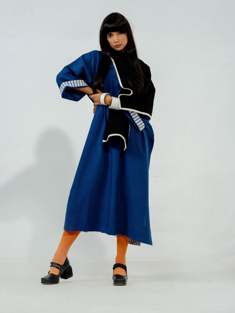 Jasmine CB Dress cotton matty dresses by Stoique in electric blue, black, natural for women Worldwide