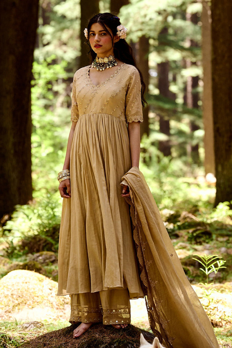 Jehan Anarkali Set – Beige cotton silk by Paulmi & Harsh-kahan Sep'26 in beige for women Worldwide