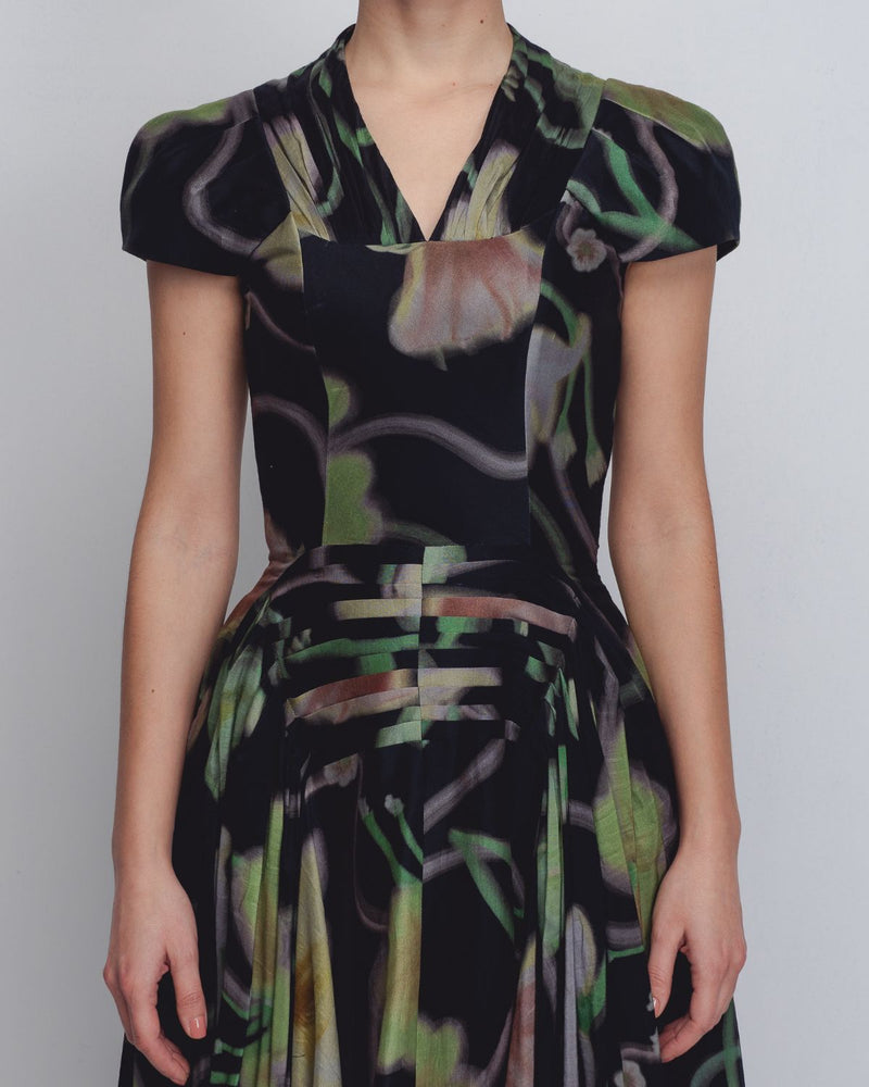 Jenn Dress - Paron Print in Black cotton by Leh Studios for women Worldwide