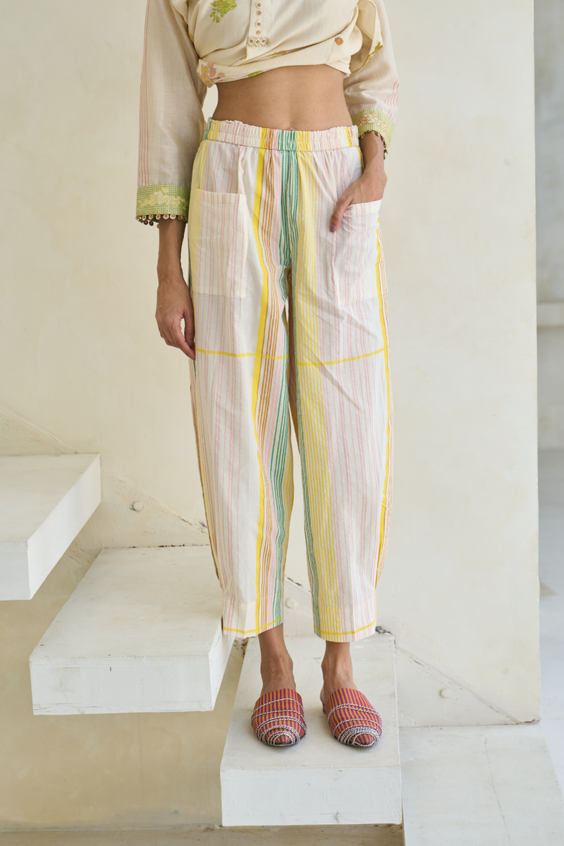 Jesey Pant cotton by SWATTI KAPOOR in white color for women Worldwide