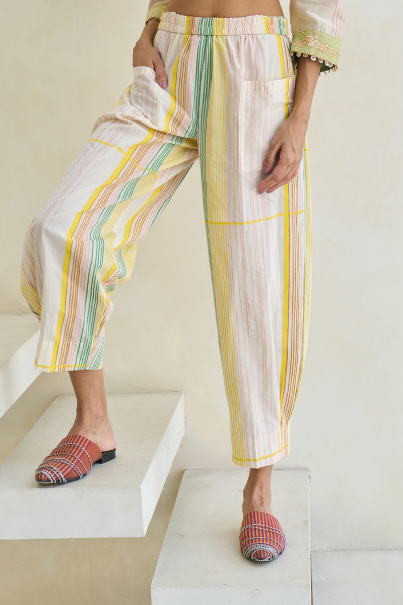 Jesey Pant cotton by SWATTI KAPOOR in white color for women Worldwide