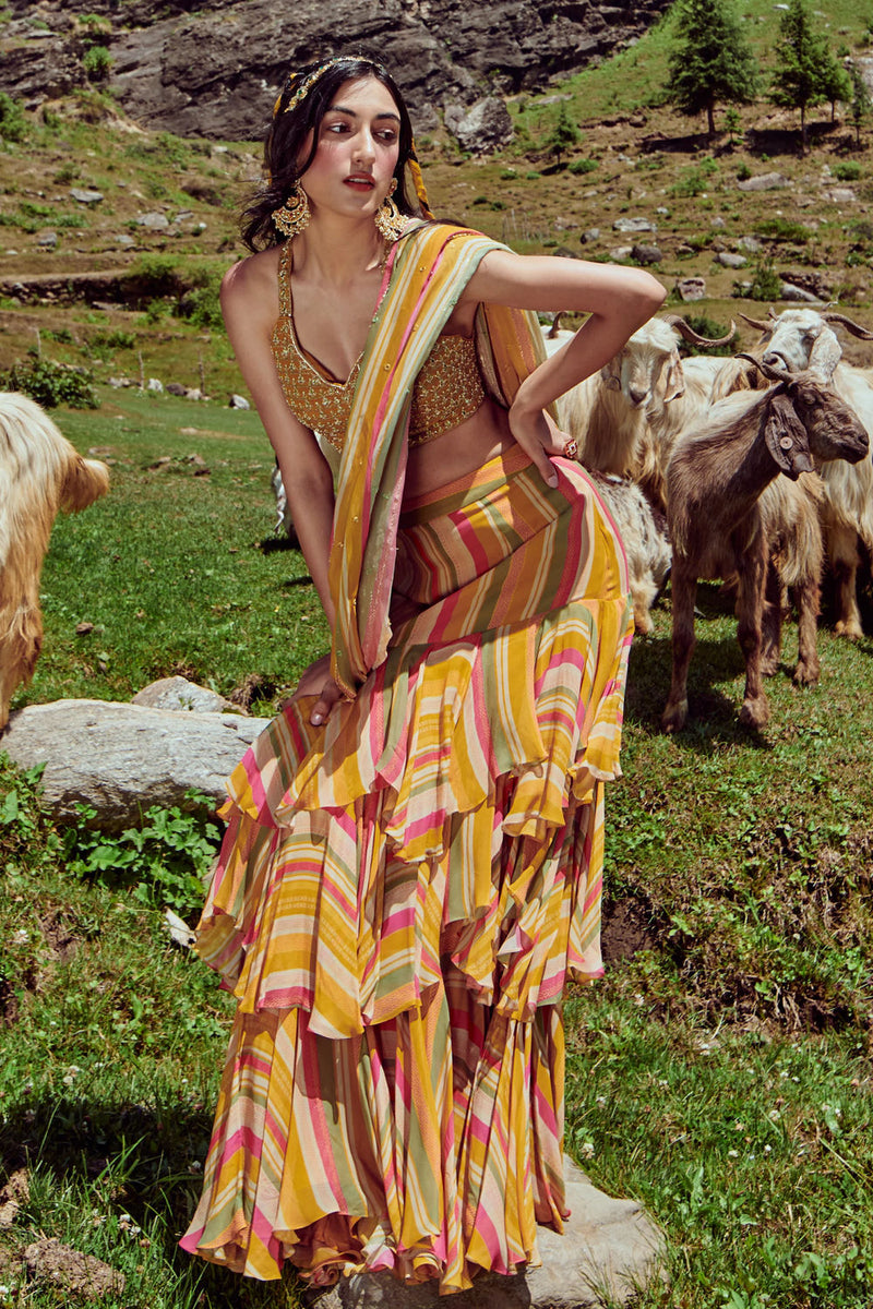 Jessica Saree Set georgettte by Paulmi & Harsh-kahan Sep'26 in multi-color for women Worldwide