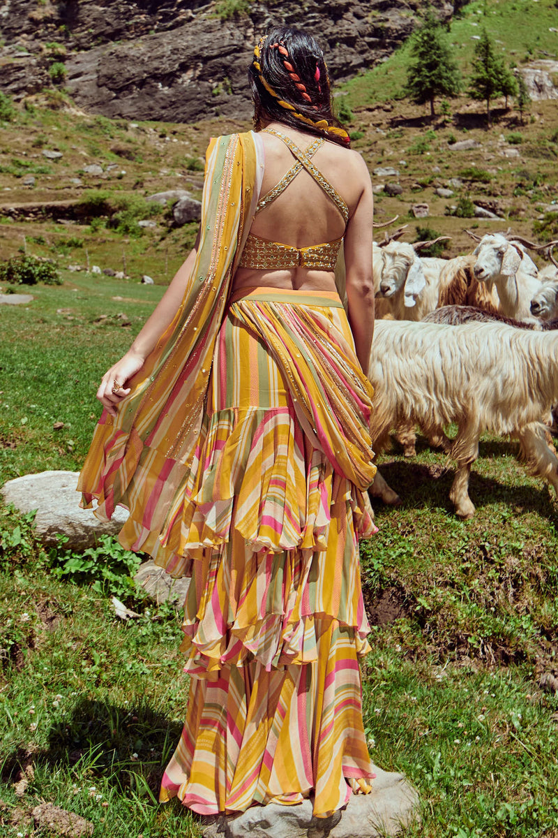 Jessica Saree Set georgettte by Paulmi & Harsh-kahan Sep'26 in multi-color for women Worldwide