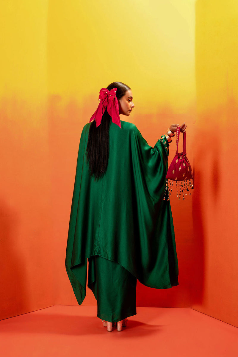 Vani Green Kaftan with Wrap Skirt