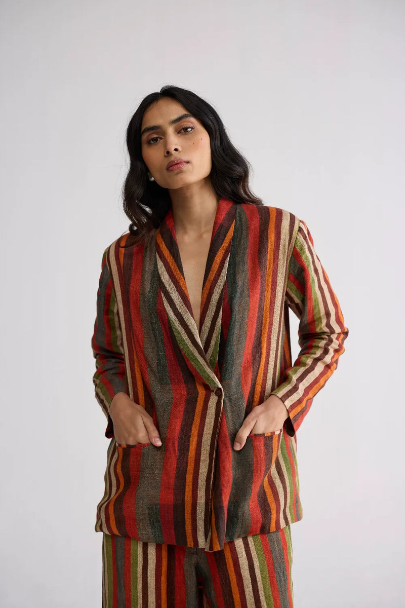 JILIAN BLAZER & PANTS SET linen co-ord set by YAM in multicolor for women Worldwide