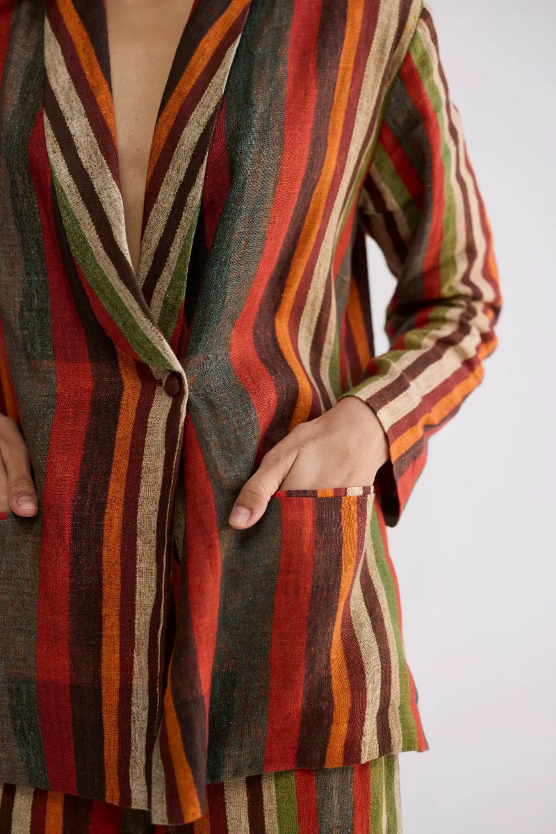 JILIAN BLAZER & PANTS SET linen co-ord set by YAM in multicolor for women Worldwide