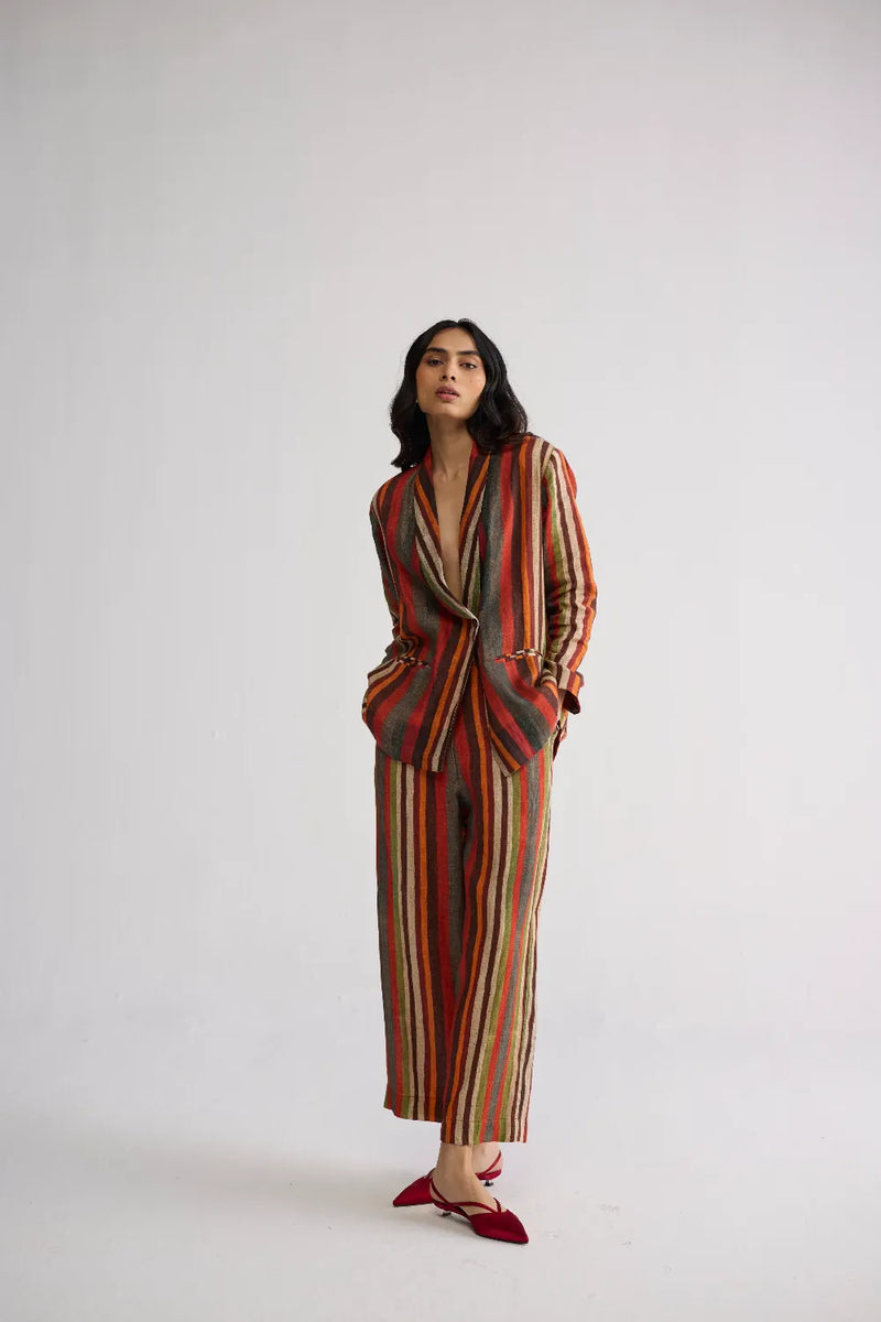 JILIAN BLAZER & PANTS SET linen co-ord set by YAM in multicolor for women Worldwide