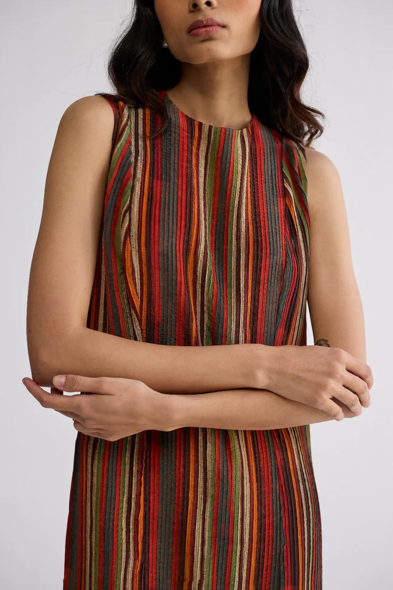 JILIAN CREPE PINTUCKS DRESS crepe dress by YAM in multicolor for women Worldwide