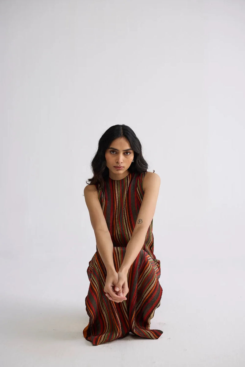 JILIAN CREPE PINTUCKS DRESS crepe dress by YAM in multicolor for women Worldwide