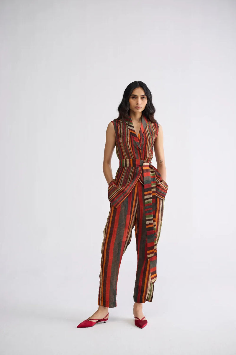 JILIAN PINTUCKS JACKET & PANTS SET crepe co-ord set by YAM in multicolor for women Worldwide