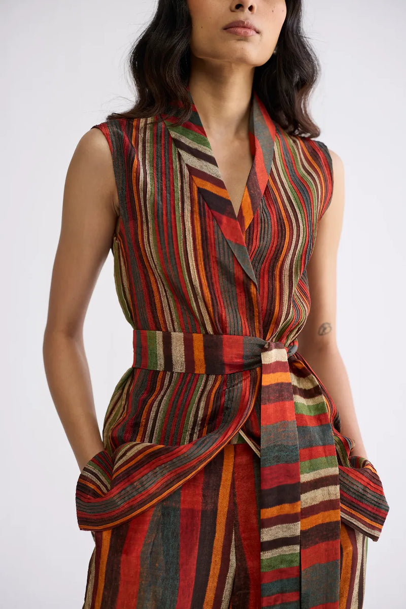 JILIAN PINTUCKS JACKET & PANTS SET crepe co-ord set by YAM in multicolor for women Worldwide