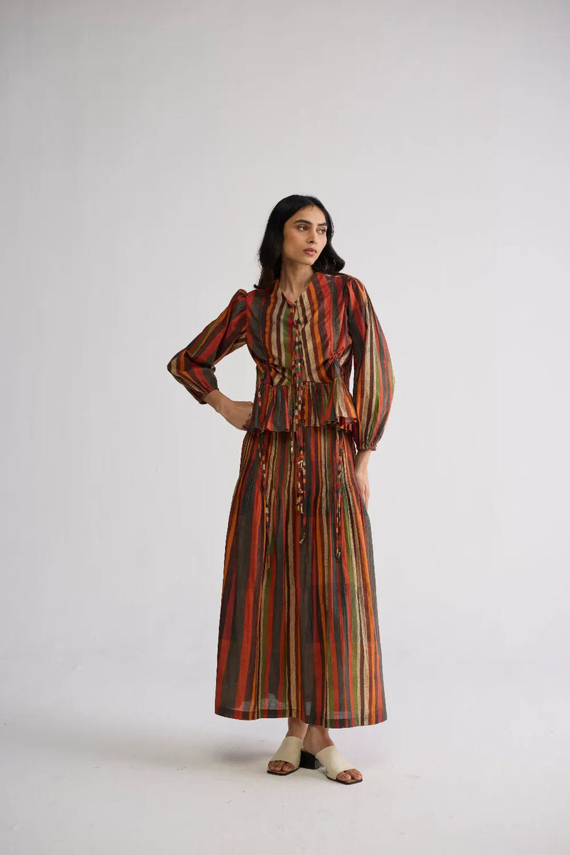 JILIAN TOP & PINTUCKS SKIRT SET cotton cambric co-ord set by YAM in multicolor for women Worldwide