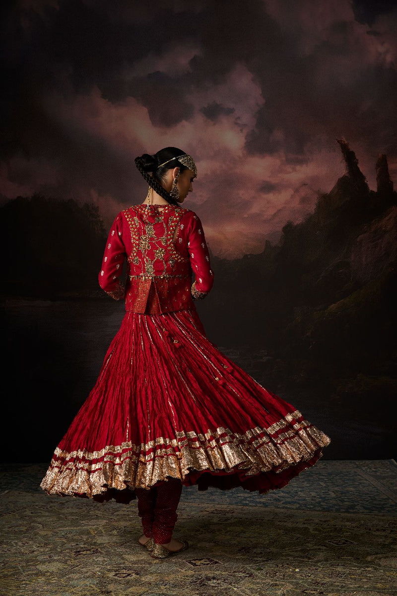 JILL CHURIDAR cotton by SWATTI KAPOOR in red color for women Worldwide
