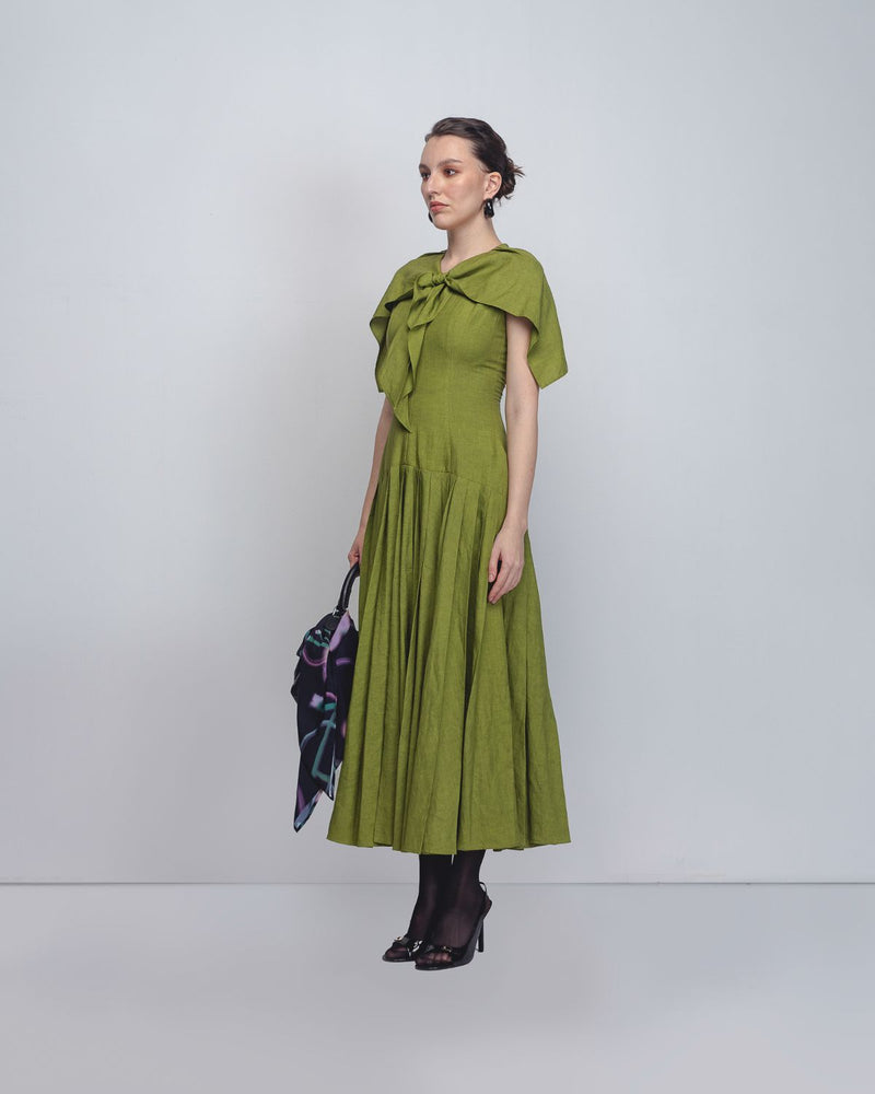 Jill Dress - Parrot Green by Leh Studios in green color for women Worldwide
