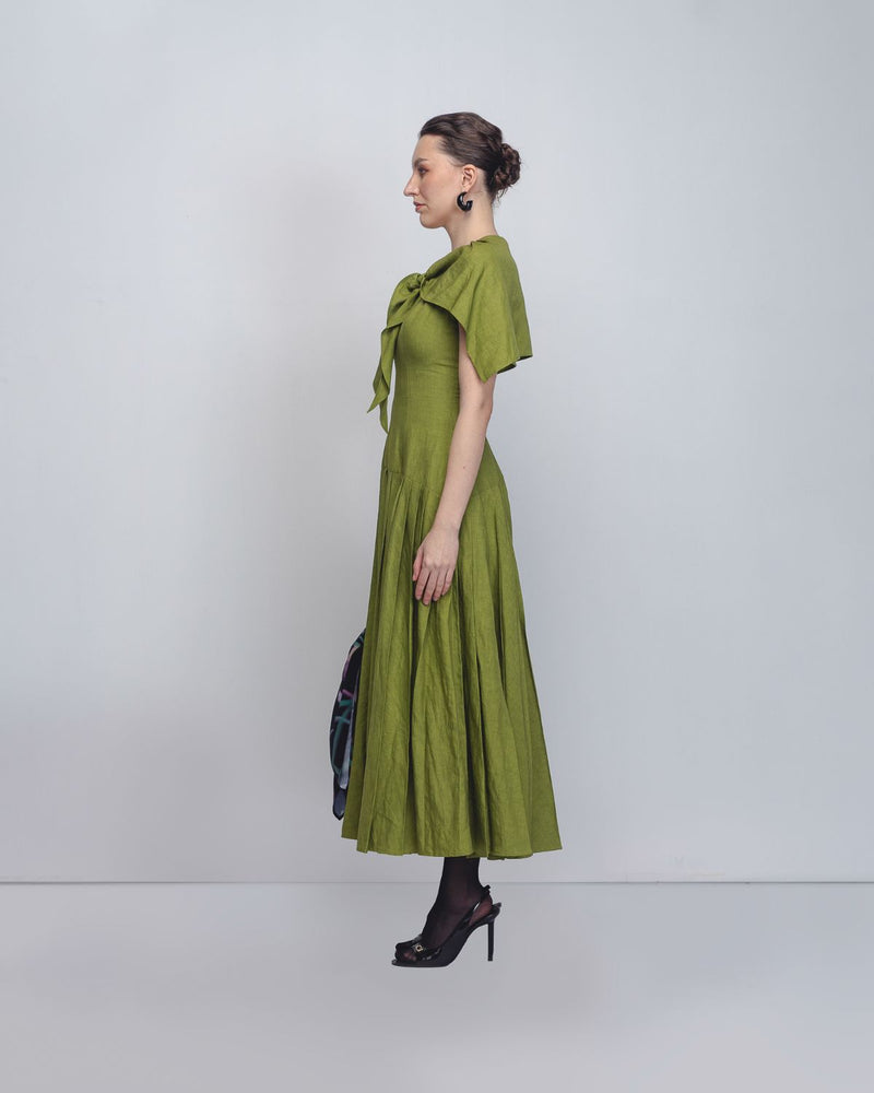Jill Dress - Parrot Green by Leh Studios in green color for women Worldwide